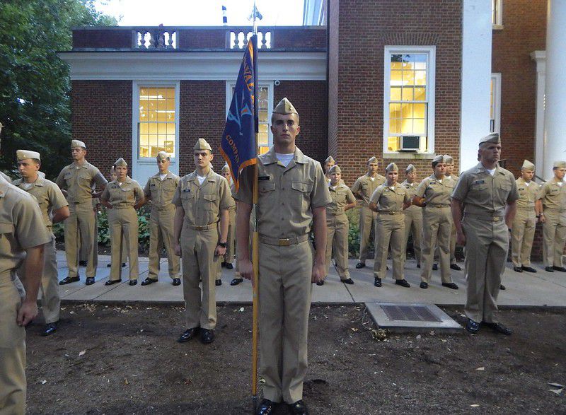 NROTC students at attention